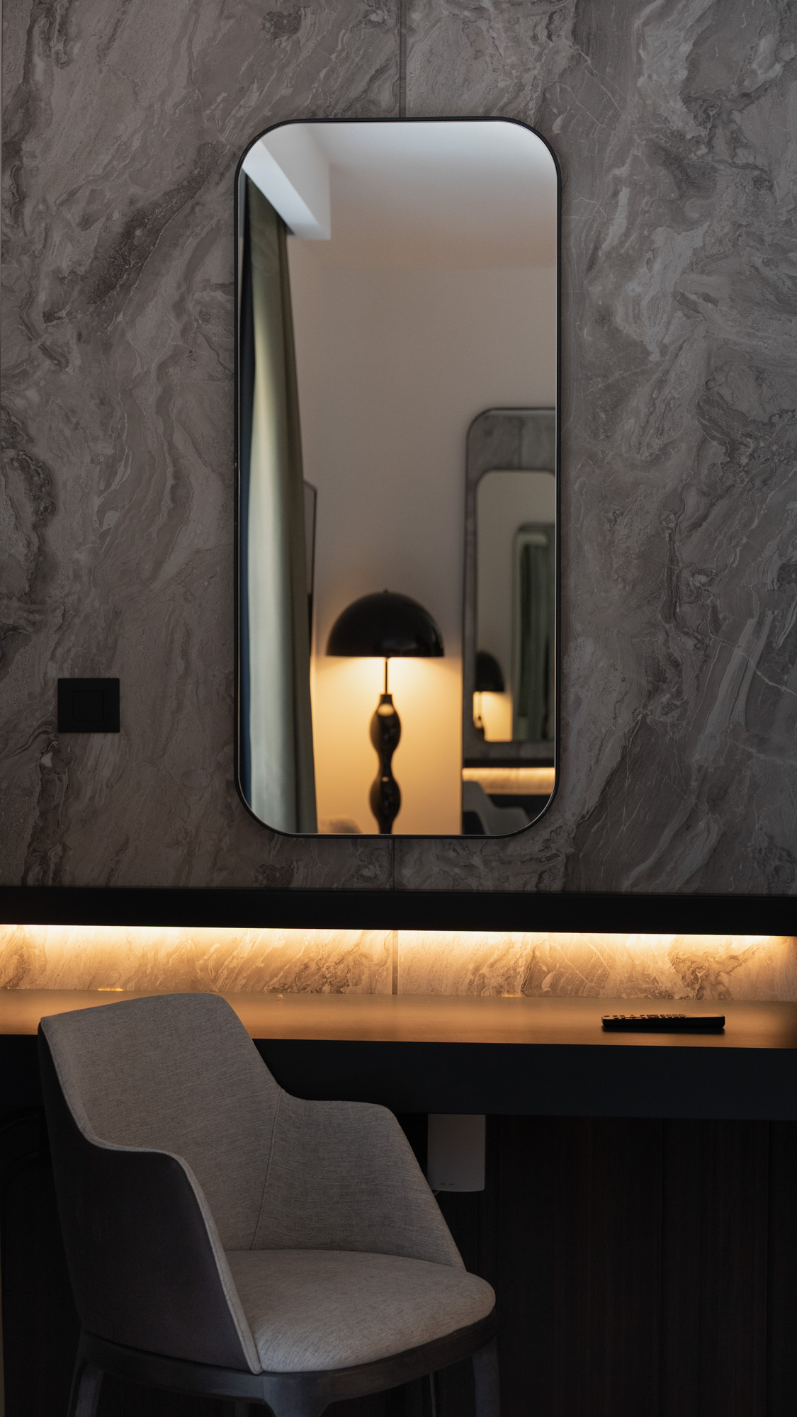 Marble wall vanity and mirror