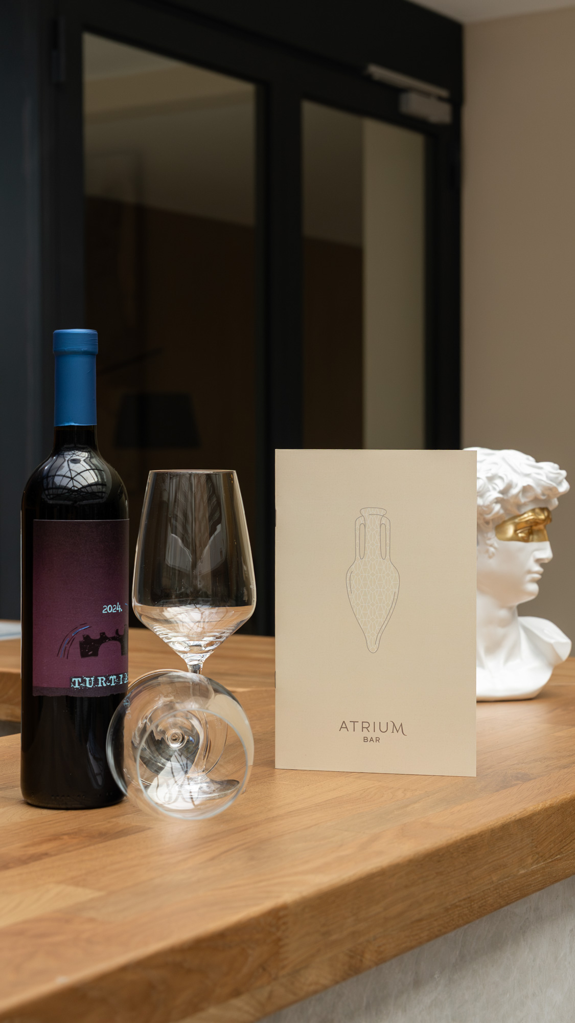 Atrium Bar menu and bar props