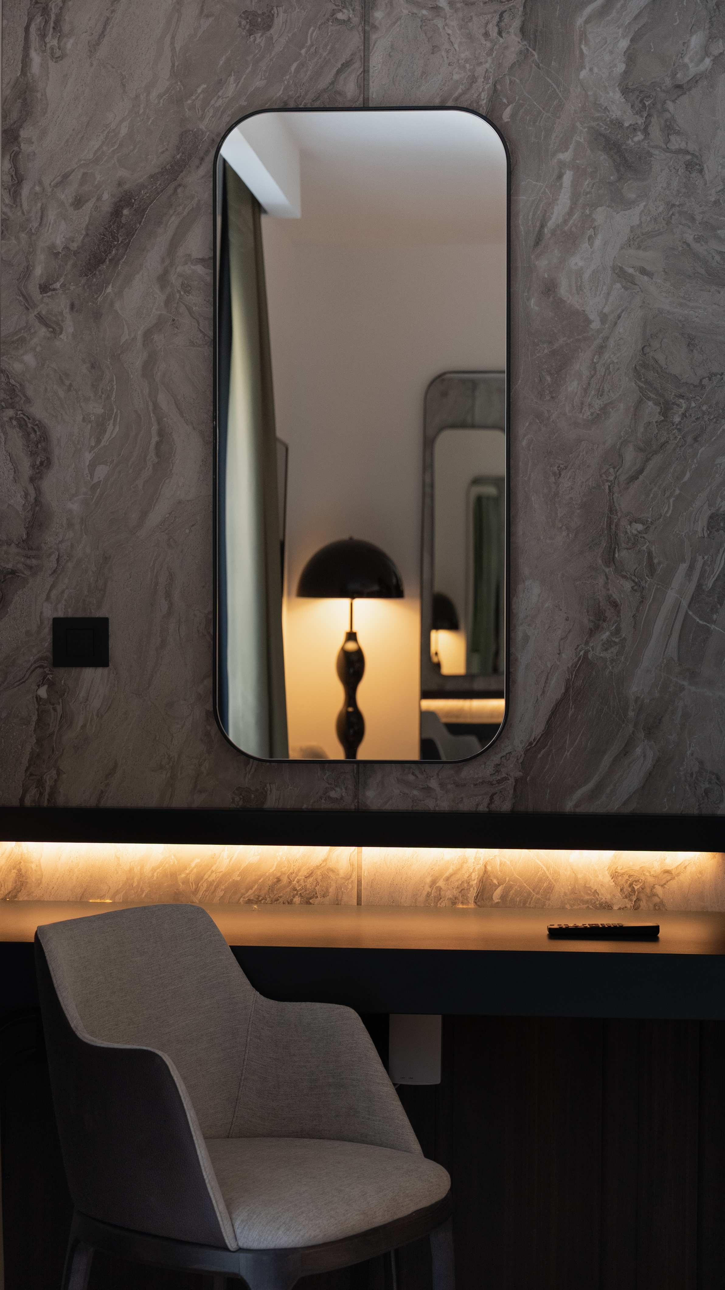 Marble wall vanity and mirror