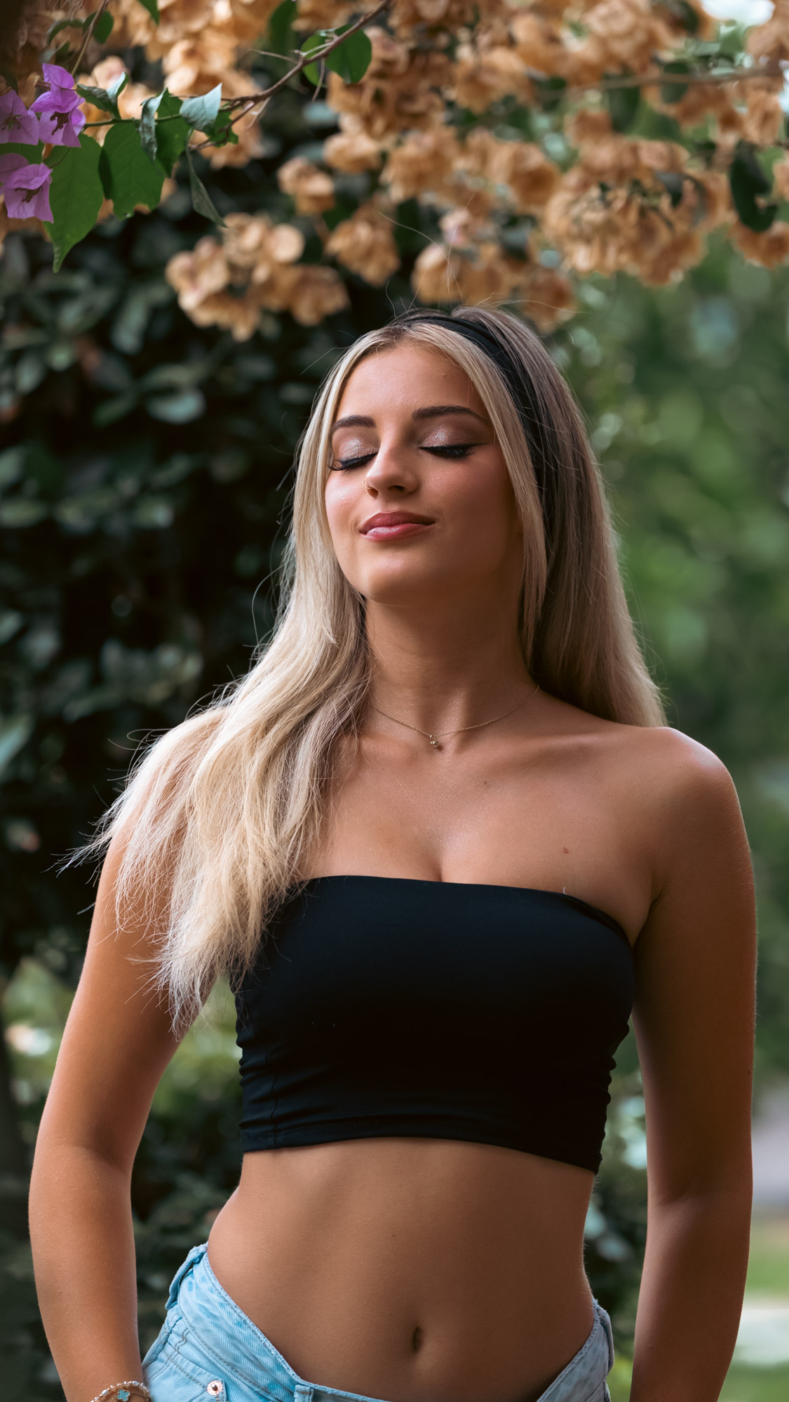 Eyes closed in warm afternoon light