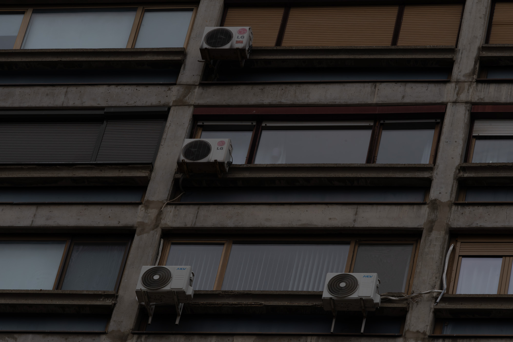 Air conditioning units on a Belgrade building facade